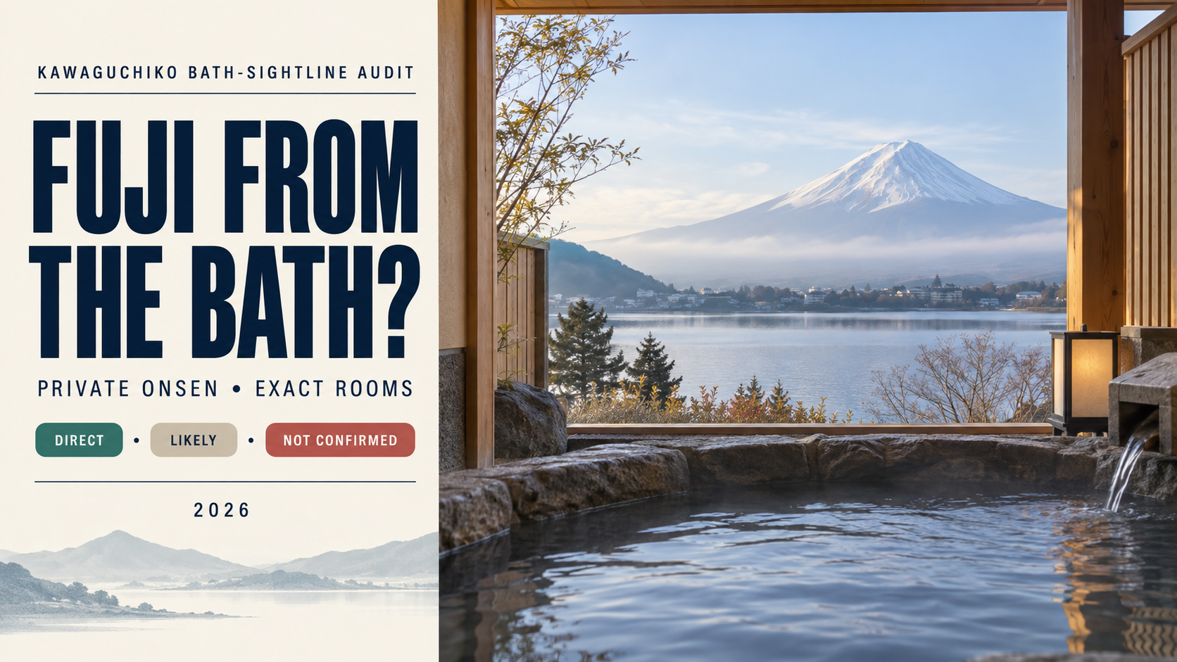 Mount Fuji view from a private onsen bath in a Kawaguchiko hotel room