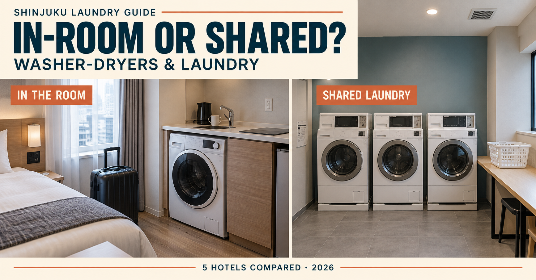 Shinjuku hotels compared by in-room washer-dryers and shared laundry facilities
