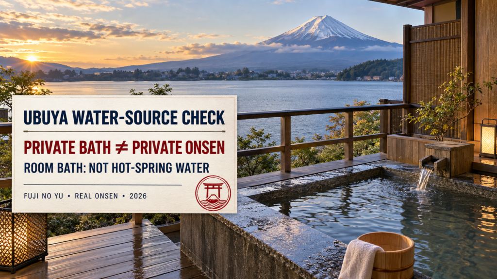 Ubuya private open-air room bath water source compared with Fuji no Yu hot spring